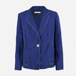 MARINA RINALDI Linen Blazer Single Button Closure Partial Lining Size US 18
